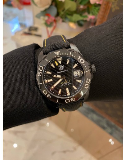 (LIKE NEW) 2019 TAG HEUER AQUARACER 300M CALIBRE 5 REF WAY218A BLACK PVD 41MM AUTOMATIC WATCH -FULL SET-