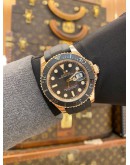 (LIKE NEW) 2016 ROLEX YACHT-MASTER 40 18K 750 ROSE GOLD REF 116655 BLACK DIAL 40MM AUTOMATIC WATCH -FULL SET-