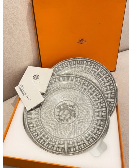 (UNUSED) HERMES MOSAIQUE AU 24 PLATINUM DESSERT PLATE -FULL SET-
