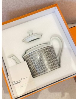 (UNUSED) HERMES MOSAIQUE AU 24 PLATINUM TEAPOT -FULL SET- 