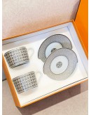 (UNUSED) HERMES MOSAIQUE AU 24 PLATINUM TEA CUP AND SAUCER -FULL SET-