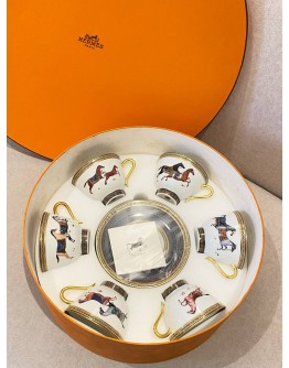 (UNUSED) HERMES CHEVAL D’ORIENT TEA CUP AND SAUCER -FULL SET-