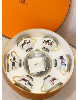 (UNUSED) HERMES CHEVAL D’ORIENT TEA CUP AND SAUCER -FULL SET-