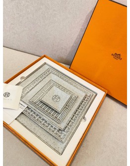 (UNUSED) HERMES MOSAIQUE AU 24 PLATINUM SET OF 5 SQUARE PLATE -FULL SET- 
