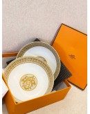 (UNUSED) HERMES MOSAIQUE AU 24 GOLD CEREAL BOWL -FULL SET- 