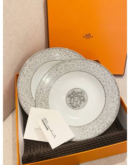 (UNUSED) HERMES MOSAIQUE AU 24 PLATINUM SOUP PLATE -FULL SET-