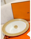 (UNUSED) HERMES MOSAIQUE AU 24 GOLD OVAL PLATTER -FULL SET- 