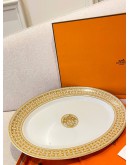 (UNUSED) HERMES MOSAIQUE AU 24 GOLD OVAL PLATTER -FULL SET- 