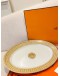 (UNUSED) HERMES MOSAIQUE AU 24 GOLD OVAL PLATTER -FULL SET- 