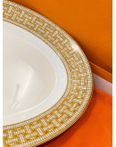 (UNUSED) HERMES MOSAIQUE AU 24 GOLD OVAL PLATTER -FULL SET- 