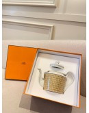 (UNUSED) HERMES MOSAIQUE AU 24 GOLD TEA CUP AND SAUCER -FULL SET- 
