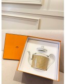 (UNUSED) HERMES MOSAIQUE AU 24 GOLD TEA CUP AND SAUCER -FULL SET- 