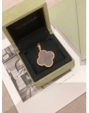 2018 VCA VAN CLEEF & ARPELS VINTAGE ALHAMBRA PENDANT NECKLACE LIMITED EDITION IN 18K 750 ROSE GOLD WITH WOODEN MOTIF -FULL SET-