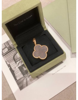 2018 VCA VAN CLEEF & ARPELS VINTAGE ALHAMBRA PENDANT NECKLACE LIMITED EDITION IN 18K 750 ROSE GOLD WITH WOODEN MOTIF -FULL SET-