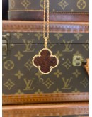 2018 VCA VAN CLEEF & ARPELS VINTAGE ALHAMBRA PENDANT NECKLACE LIMITED EDITION IN 18K 750 ROSE GOLD WITH WOODEN MOTIF -FULL SET-