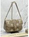 (LIKE NEW) MICROCHIP LOUIS VUITTON DIANE TOURTELLE BEIGE/CREAM MONOGRAM EMPREINTE LEATHER TRIM WITH REMOVABLE STRAP 