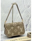 (LIKE NEW) MICROCHIP LOUIS VUITTON DIANE TOURTELLE BEIGE/CREAM MONOGRAM EMPREINTE LEATHER TRIM WITH REMOVABLE STRAP 