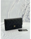 CHANEL CLASSIC BLACK CAVIAR LONG WALLET 