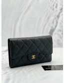 CHANEL CLASSIC BLACK CAVIAR LONG WALLET 