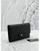 CHANEL CLASSIC BLACK CAVIAR LONG WALLET 
