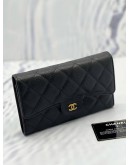CHANEL CLASSIC BLACK CAVIAR LONG WALLET 
