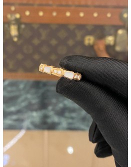 (LIKE NEW) BVLGARI SERPENTI VIPER DIAMOND &MOTHER OF PEARL RING SIZE 54 IN 18K 750 PINK GOLD  -FULL SET-