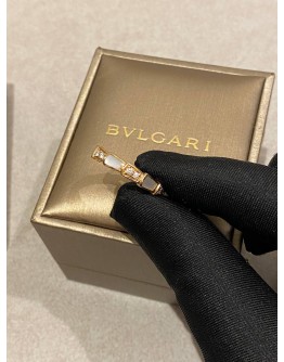 (LIKE NEW) BVLGARI SERPENTI VIPER DIAMOND &MOTHER OF PEARL RING SIZE 54 IN 18K 750 PINK GOLD  -FULL SET-
