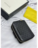 GUCCI COMPACT WALLET IN BLACK MICROGUCCISSIMA EMBOSSED CALFSKIN LEATHER -FULL SET-