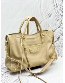  (LIKE NEW) BALENCIAGA GIANT CITY SHOULDER BAG IN BEIGE GRAINED CALFSKIN LEATHER