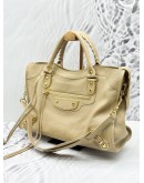  (LIKE NEW) BALENCIAGA GIANT CITY SHOULDER BAG IN BEIGE GRAINED CALFSKIN LEATHER