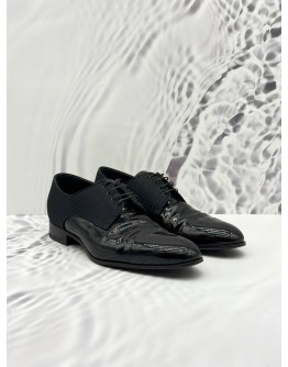 LOUIS VUITTON SOLFERINO LOAFER SIZE 8 IN BLACK PATENT LEATHER