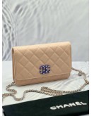 (LIKE NEW) 2024 MICROCHIP CHANEL CC QUILTED CAVIAR WALLET ON CHAIN (WOC) 