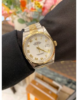 (LIKE NEW) 2005 YEAR ROLEX OYSTER PERPETUAL 36 HALF 18K 750 YELLOW GOLD REF16233 AUTOMATIC WATCH 