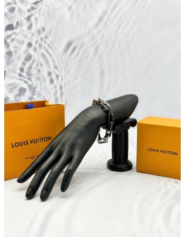 2025 LOUIS VUITTON MONOGRAM CHAIN BRACELET 19CM IN SILVER WITH BLACK STAINLESS STEEL