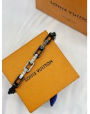 2025 LOUIS VUITTON MONOGRAM CHAIN BRACELET 19CM IN SILVER WITH BLACK STAINLESS STEEL