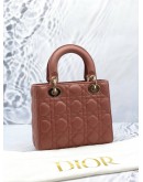 (UNUSED) CHRISTIAN DIOR SMALL LADY DIOR MY ABCDIOR IN ROSEWOOD LAMBSKIN LEATHER -FULL SET-