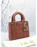 (UNUSED) CHRISTIAN DIOR SMALL LADY DIOR MY ABCDIOR IN ROSEWOOD LAMBSKIN LEATHER -FULL SET-