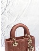 (UNUSED) CHRISTIAN DIOR SMALL LADY DIOR MY ABCDIOR IN ROSEWOOD LAMBSKIN LEATHER -FULL SET-