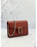 GUCCI DIONYSUS WALLET ON CHAIN IN RED PEBBLED LEATHER