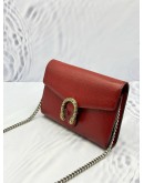 GUCCI DIONYSUS WALLET ON CHAIN IN RED PEBBLED LEATHER