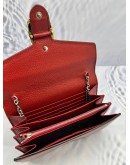 GUCCI DIONYSUS WALLET ON CHAIN IN RED PEBBLED LEATHER