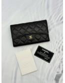 2014 CHANEL CLASSIC FLAP LONG WALLET IN BLACK CAVIAR LEATHER