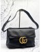(LIKE NEW) GUCCI GG MARMONT MEDIUM SHOULDER BAG IN BLACK GRAINED CALFSKIN LEATHER 