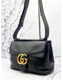 (LIKE NEW) GUCCI GG MARMONT MEDIUM SHOULDER BAG IN BLACK GRAINED CALFSKIN LEATHER 