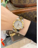 2017 TAG HEUER AQUARACER LADY HALF 18K 750 YELLOW GOLD REF WBD1320 MOTHER OF PEARL DIAL 32MM QUARTZ WATCH -FULL SET-
