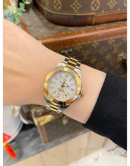 2017 TAG HEUER AQUARACER LADY HALF 18K 750 YELLOW GOLD REF WBD1320 MOTHER OF PEARL DIAL 32MM QUARTZ WATCH -FULL SET-