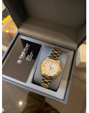 2017 TAG HEUER AQUARACER LADY HALF 18K 750 YELLOW GOLD REF WBD1320 MOTHER OF PEARL DIAL 32MM QUARTZ WATCH -FULL SET-