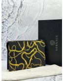 (LIKE NEW) VERSACE MEDUSA CHAIN PRINT POUCH IN BLACK CALFSKIN LEATHER WITH GOLD