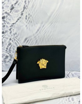 (LIKE NEW) VERSACE MEDUSA POUCH IN BLACK CALFSKIN LEATHER