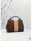(LIKE NEW) LOUIS VUITTON BOND STREET BB TOP HANDLE AND CROSSBODY BAG IN BROWN DAMIER EBENE CANVAS WITH PINK GRAINED CALFSKIN LEATHER